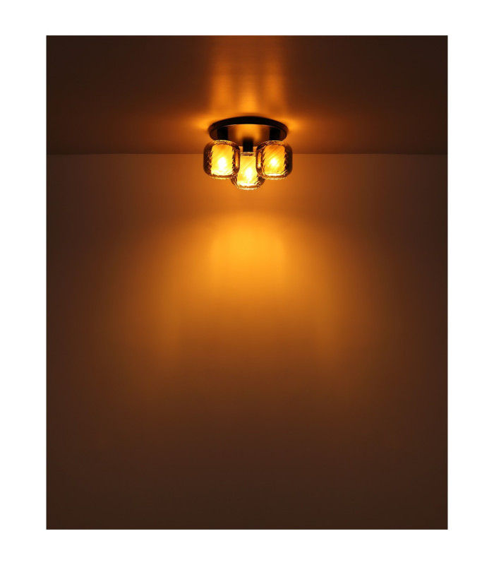 Xia Shade Cluster Ceiling Light Matt Black Smoke Glass Shades 3x E27-4