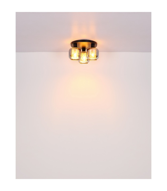 Xia Shade Cluster Ceiling Light Matt Black Smoke Glass Shades 3x E27-5