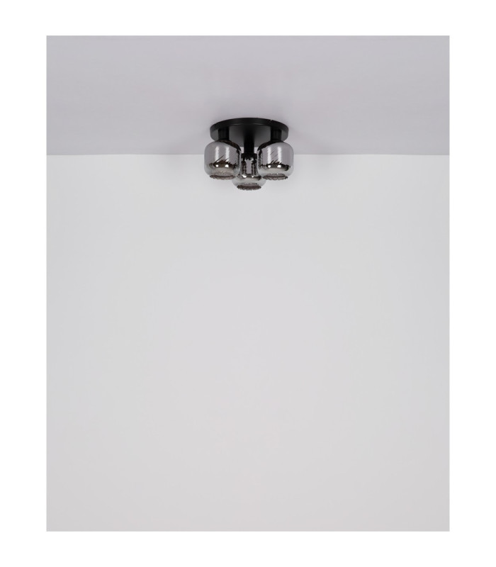 Xia Shade Cluster Ceiling Light Matt Black Smoke Glass Shades 3x E27-6