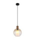 Barry I Globe Pendant Ceiling Light Matt Black Amber Glass Shade E27-1