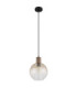 Barry I Globe Pendant Ceiling Light Matt Black Amber Glass Shade E27-3