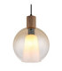 Barry I Globe Pendant Ceiling Light Matt Black Amber Glass Shade E27-4