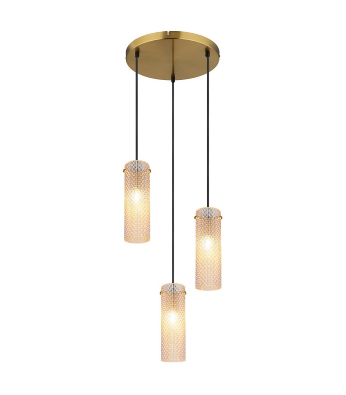Karolo Cluster Pendant Ceiling Light Gold Amber Glass Shades 3x E14-1