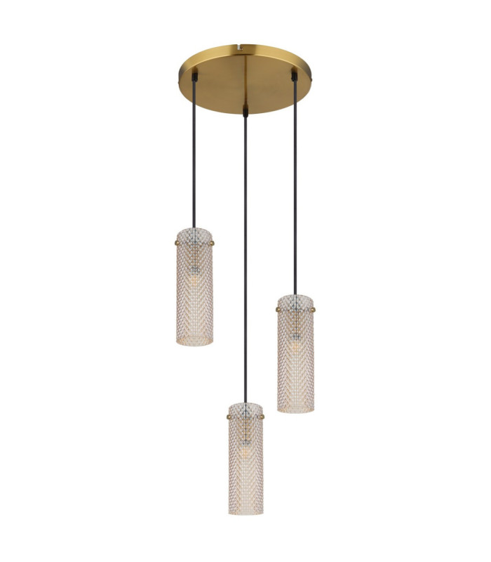 Karolo Cluster Pendant Ceiling Light Gold Amber Glass Shades 3x E14-3