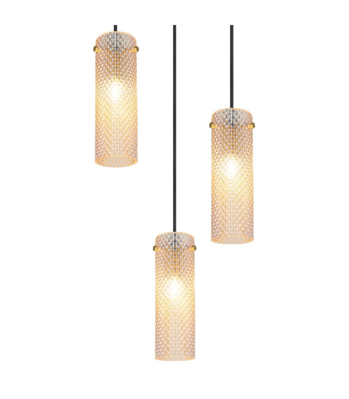 Karolo Cluster Pendant Ceiling Light Gold Amber Glass Shades 3x E14-4