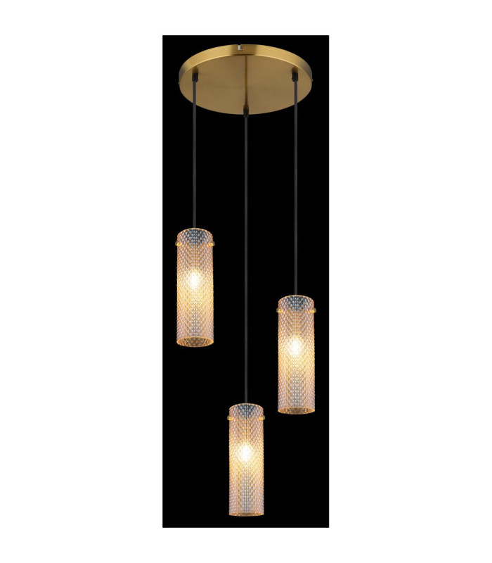 Karolo Cluster Pendant Ceiling Light Gold Amber Glass Shades 3x E14-5
