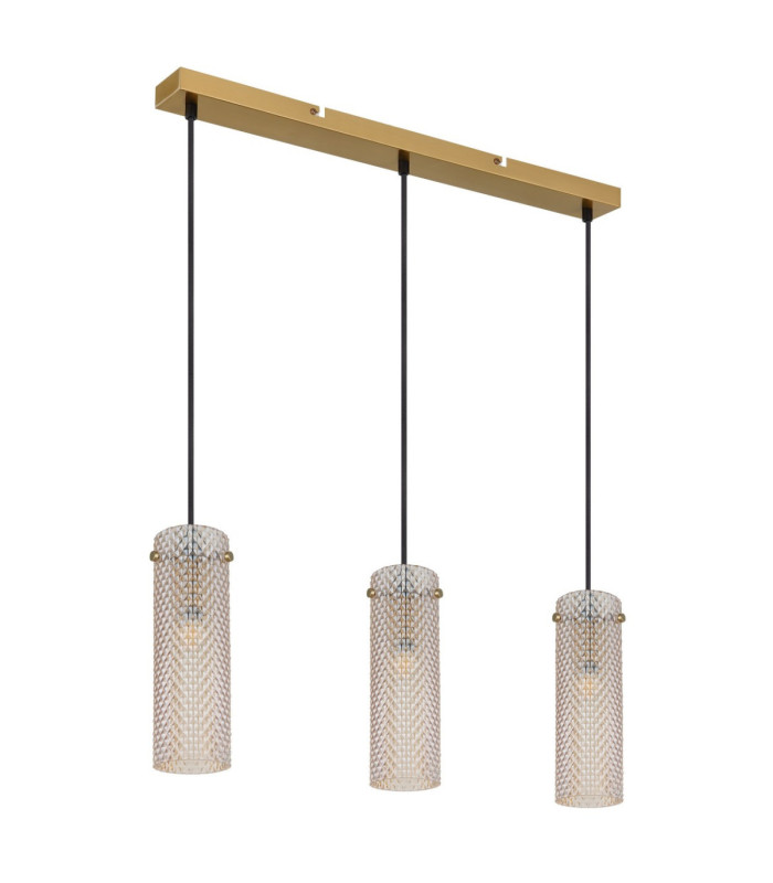 Karolo Bar Pendant Ceiling Light Gold Amber Glass Shades 3x E14-3