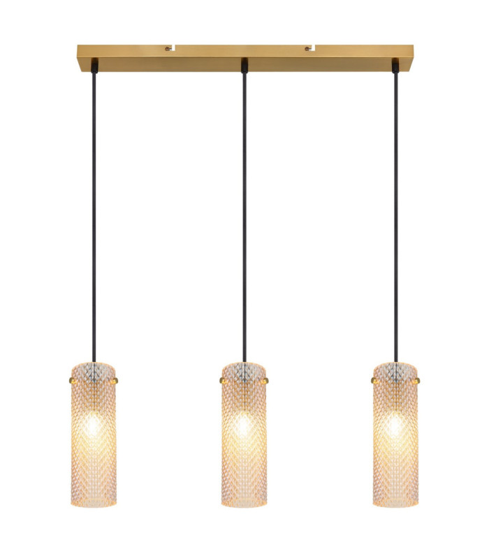 Karolo Bar Pendant Ceiling Light Gold Amber Glass Shades 3x E14-4