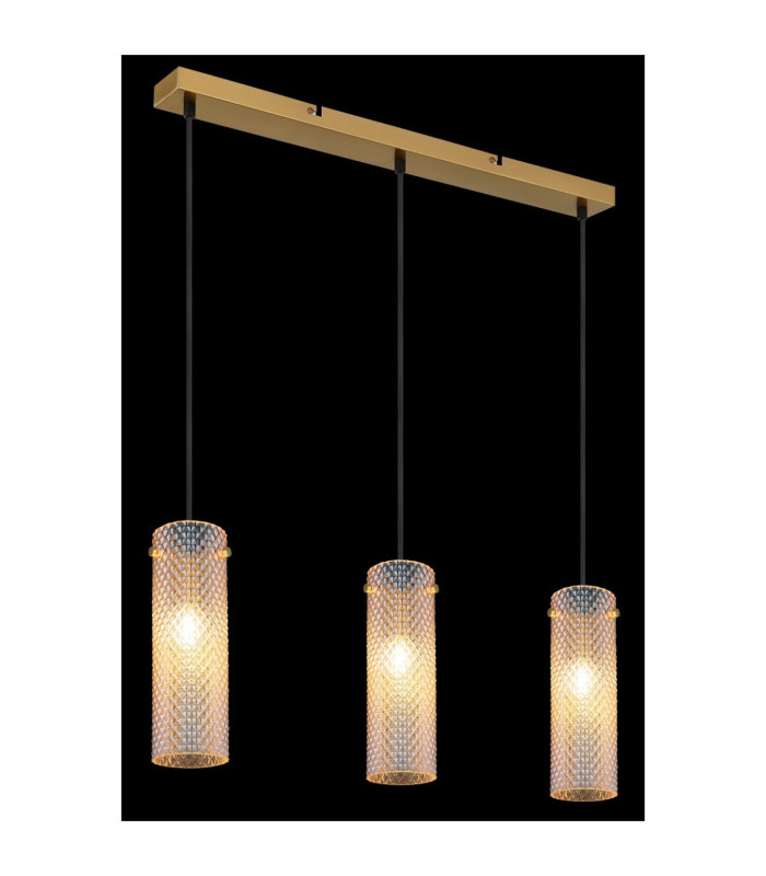 Karolo Bar Pendant Ceiling Light Gold Amber Glass Shades 3x E14-6