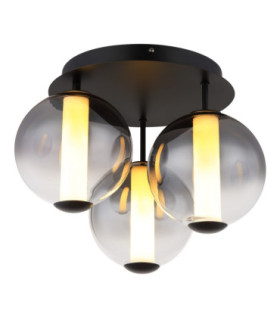 Lacy Globe Ceiling Light Matt Black Smoke Glass Shades 3x LED 3000K-1