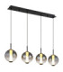 Lacy Bar Pendant Ceiling Light Matt Black Smoke Glass Shades 4x LED 3000K-1
