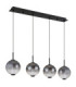 Lacy Bar Pendant Ceiling Light Matt Black Smoke Glass Shades 4x LED 3000K-3