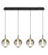 Lacy Bar Pendant Ceiling Light Matt Black Smoke Glass Shades 4x LED 3000K-4