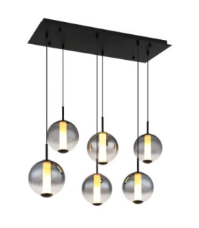 Lacy Cluster Pendant Ceiling Light Matt Black Smoke Glass Shades 6x LED 3000K-1
