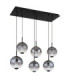 Lacy Cluster Pendant Ceiling Light Matt Black Smoke Glass Shades 6x LED 3000K-3