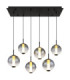 Lacy Cluster Pendant Ceiling Light Matt Black Smoke Glass Shades 6x LED 3000K-4