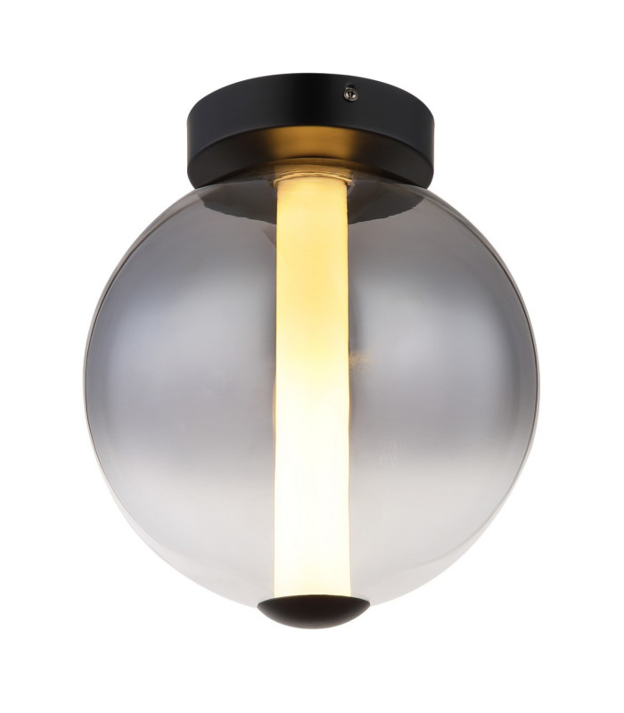 Lacy Globe Ceiling Light Matt Black Smoke Glass Shade LED 3000K-1