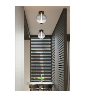 Lacy Globe Ceiling Light Matt Black Smoke Glass Shade LED 3000K-2