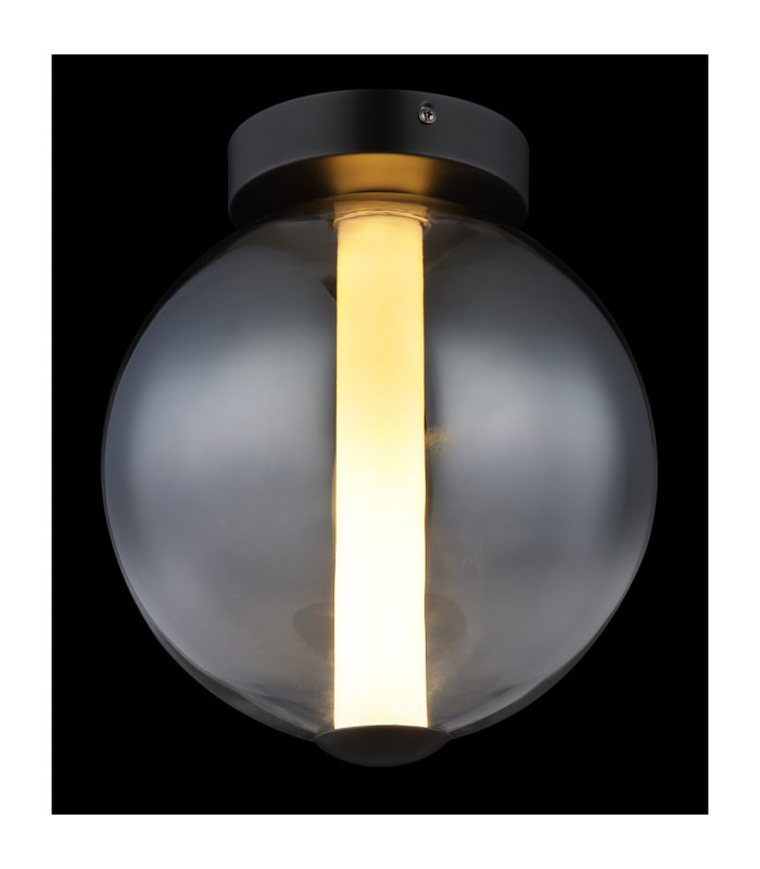 Lacy Globe Ceiling Light Matt Black Smoke Glass Shade LED 3000K-4