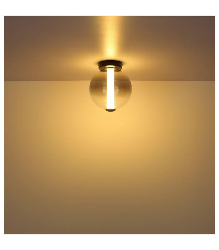 Lacy Globe Ceiling Light Matt Black Smoke Glass Shade LED 3000K-5