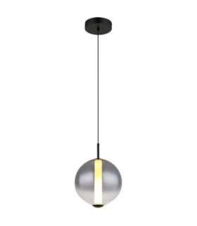 Lacy Globe Pendant Ceiling Light Matt Black Smoke Glass Shade LED 3000K-1