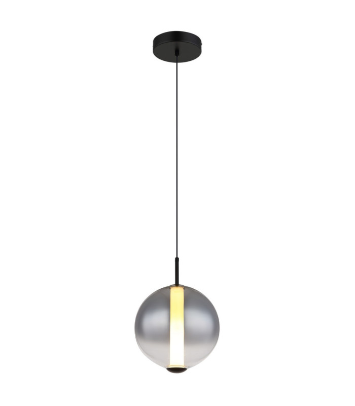 Lacy Globe Pendant Ceiling Light Matt Black Smoke Glass Shade LED 3000K-1