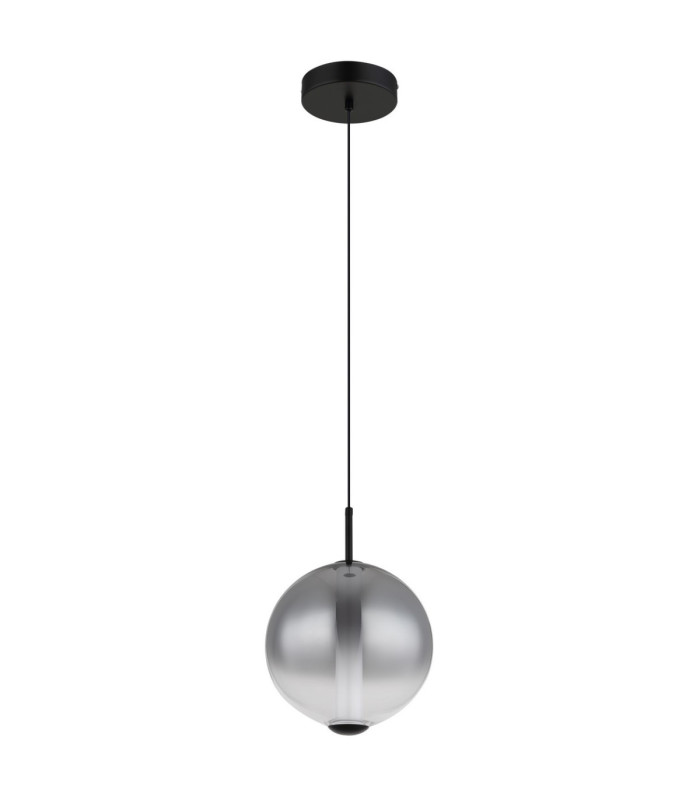 Lacy Globe Pendant Ceiling Light Matt Black Smoke Glass Shade LED 3000K-3