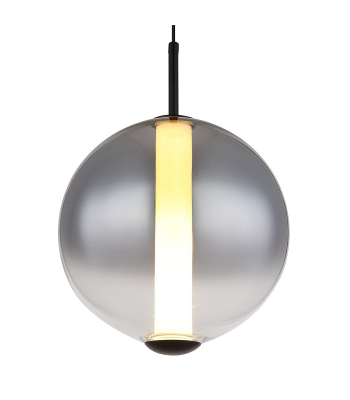 Lacy Globe Pendant Ceiling Light Matt Black Smoke Glass Shade LED 3000K-4