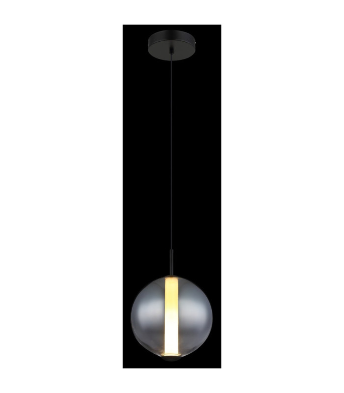 Lacy Globe Pendant Ceiling Light Matt Black Smoke Glass Shade LED 3000K-5