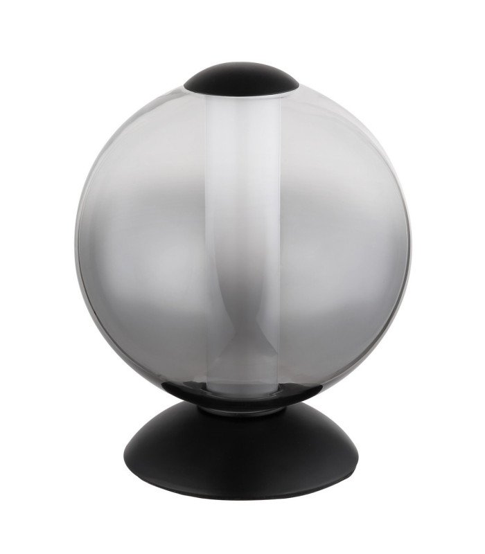 Lacy Globe Table Lamp Matt Black Smoke Glass Shade LED 3000K-3