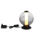 Lacy Globe Table Lamp Matt Black Smoke Glass Shade LED 3000K-5