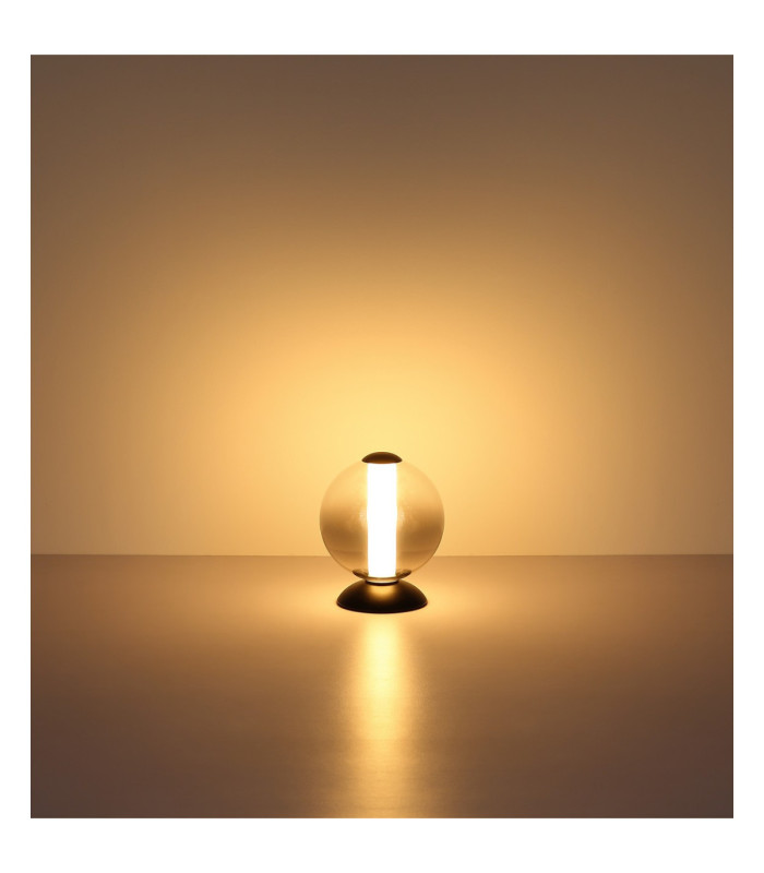 Lacy Globe Table Lamp Matt Black Smoke Glass Shade LED 3000K-6