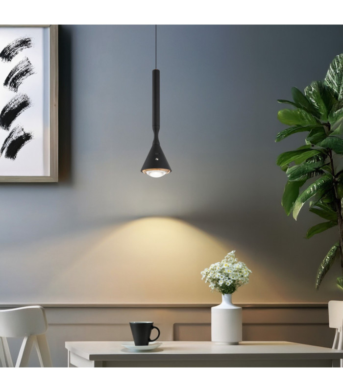 Lucinda Slim Pendant Ceiling Light Matt Black LED 2400/4000/6500K-2
