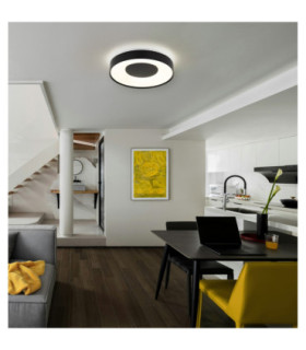 Jolliana 40cm Semi Flush Ceiling Light Matt Black LED 2700/6500K