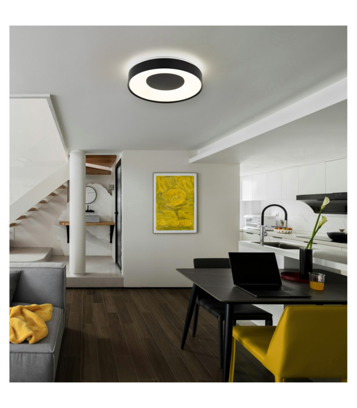 Jolliana 40cm Semi Flush Ceiling Light Matt Black LED 2700/6500K