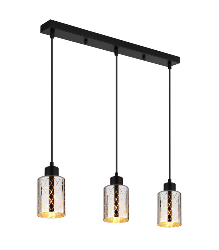 Alonso Bar Pendant Ceiling Light Matt Black 3x E27-1