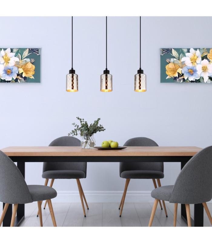 Alonso Bar Pendant Ceiling Light Matt Black 3x E27-2