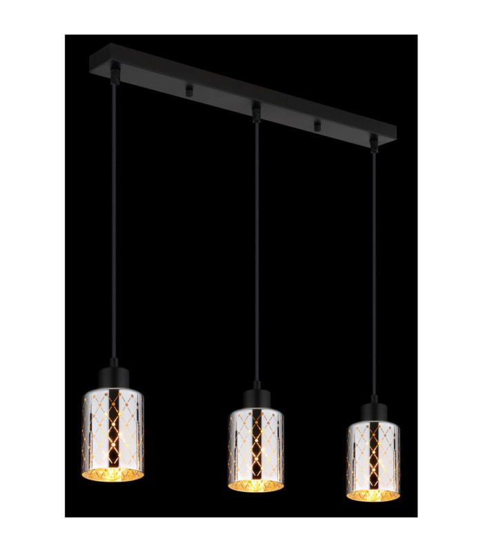 Alonso Bar Pendant Ceiling Light Matt Black 3x E27-6