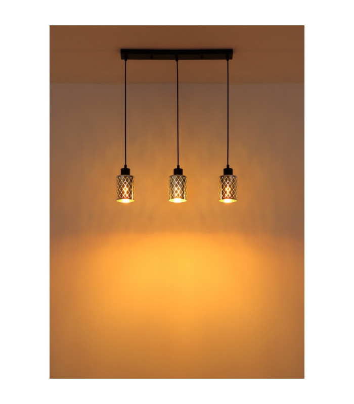 Alonso Bar Pendant Ceiling Light Matt Black 3x E27-8