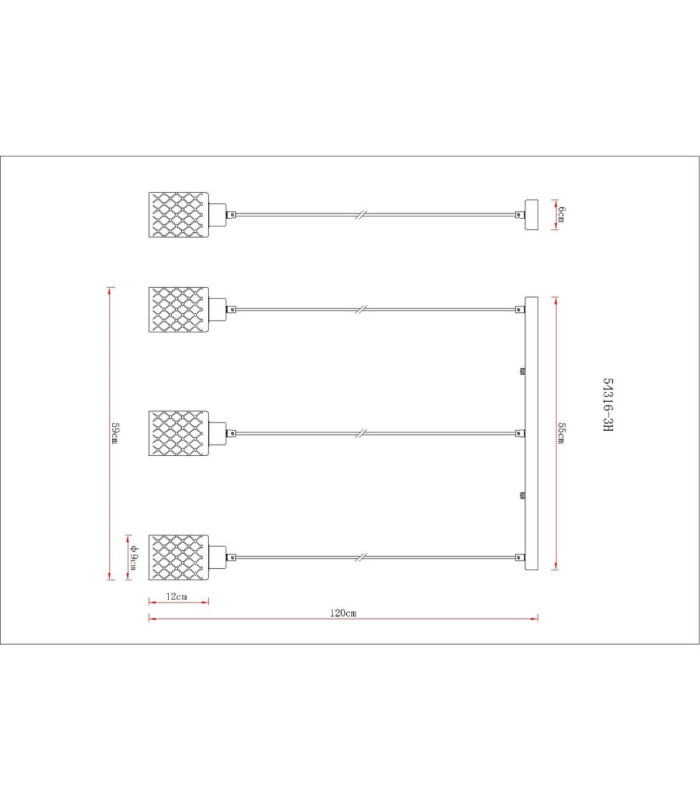 Alonso Bar Pendant Ceiling Light Matt Black 3x E27-9