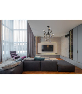 Riha Multi Arm Pendant Ceiling Light Matt Black 12x G9 LED 3000K-2