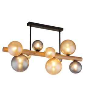 Riha Globe Ceiling Light Matt Black Amber Glass Shades 9x G9 LED-1