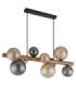 Riha Bar Pendant Ceiling Light Matt Black Amber Glass Shades 9x G9 LED-3