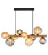 Riha Bar Pendant Ceiling Light Matt Black Amber Glass Shades 9x G9 LED-4