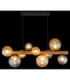 Riha Bar Pendant Ceiling Light Matt Black Amber Glass Shades 9x G9 LED-6