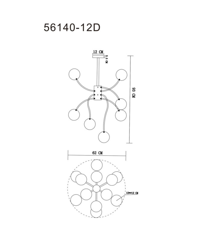 Riha Multi Arm Pendant Ceiling Light Matt Nickel 12x G9 LED 3000K-4