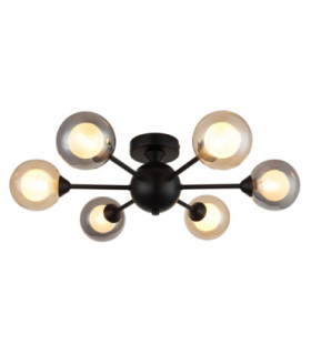 Roland Multi Arm Semi Flush Ceiling Lamp Matt Black 6x G9 LED-1