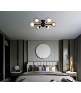 Roland Multi Arm Semi Flush Ceiling Lamp Matt Black 6x G9 LED-2