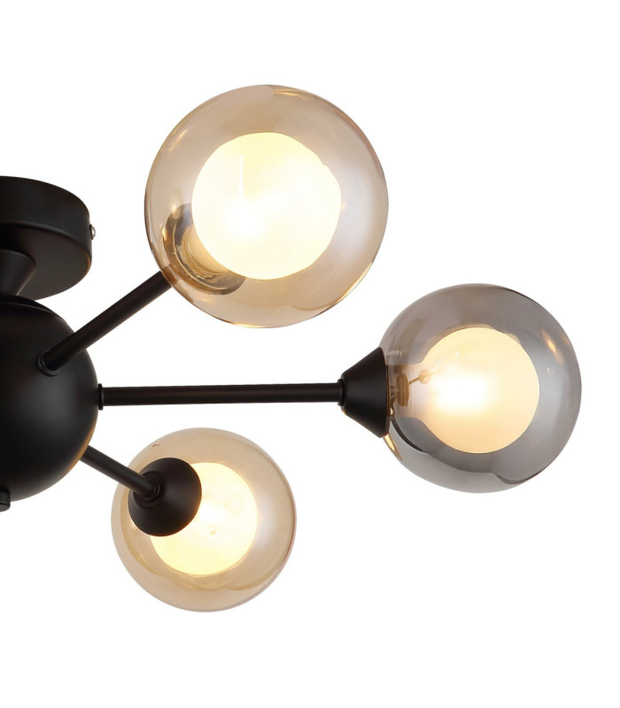 Roland Multi Arm Semi Flush Ceiling Lamp Matt Black 6x G9 LED-4