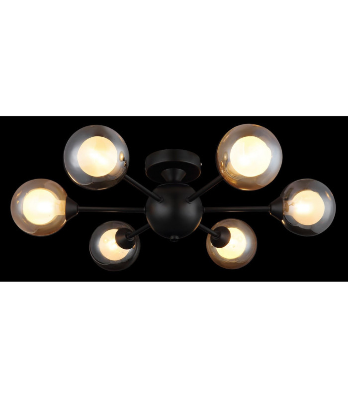 Roland Multi Arm Semi Flush Ceiling Lamp Matt Black 6x G9 LED-5